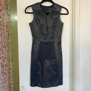 Yigal Azrouel Black Lamb Leather Textured Dress